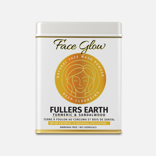 Face Glow- Fuller’s Earth w/ Turmeric & Sandalwood- 12 Individual Sachets of Multani Mitti (10 gm each)- Reusable Brush & Tray Included